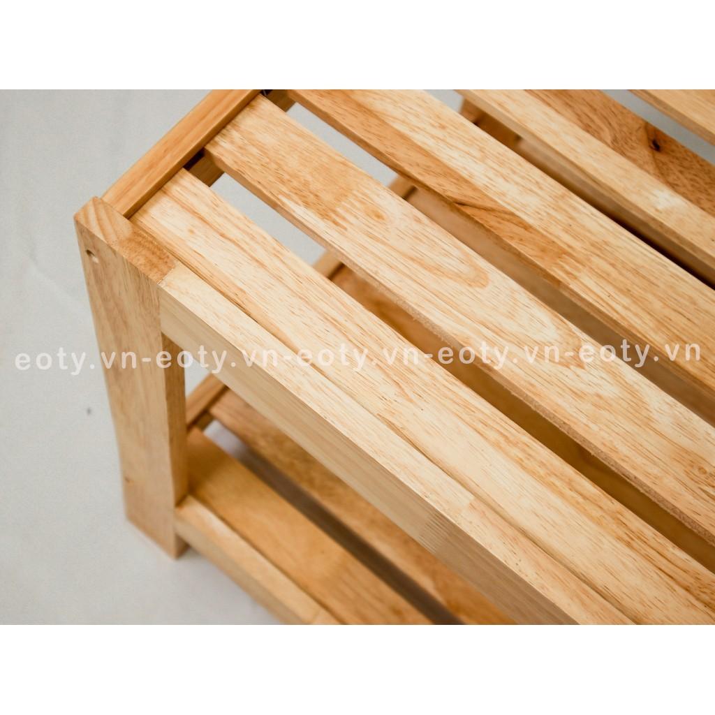 Tủ đầu giường, kệ gỗ 2 tầng trang trí gỗ cao su 40cm