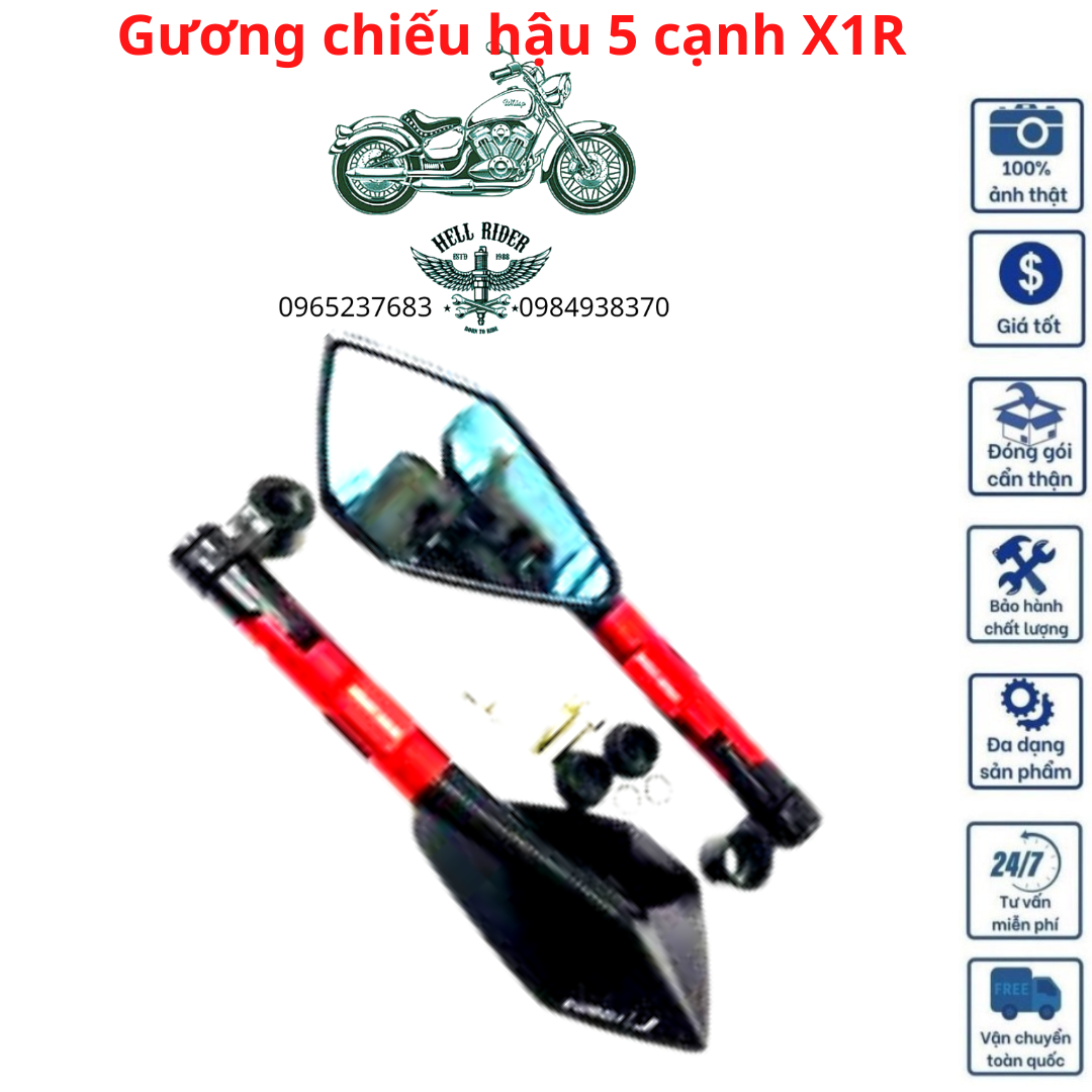 Gương 5 Cạnh  Rizoma thời trang Gắn Xe Máy có thể gập vào mặt đồng hồ xe