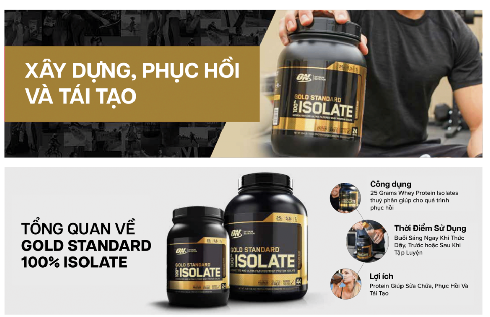 Thực phẩm bổ sung Optimum Nutrition Gold 100% Isolate 31g Chocolate Bliss