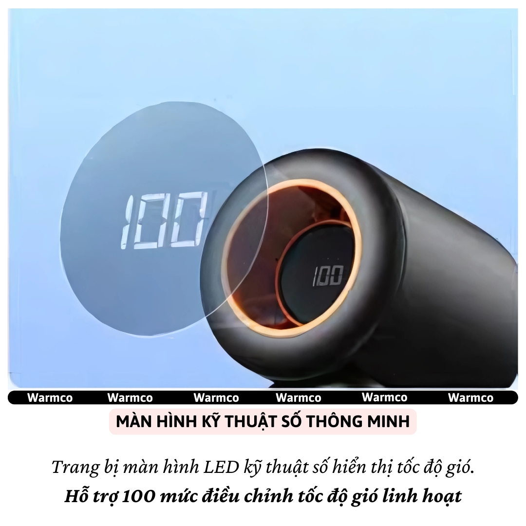 Quạt cầm tay turbo mini siêu mát Pin trâu 5000 mAh, nhỏ gọn linh hoạt hiệu Hotcase WARMCO - 100 chế độ gió, dùng liên tục 18h (tùy mức gió), thiết kế đẹp, bền - hàng nhập khẩu