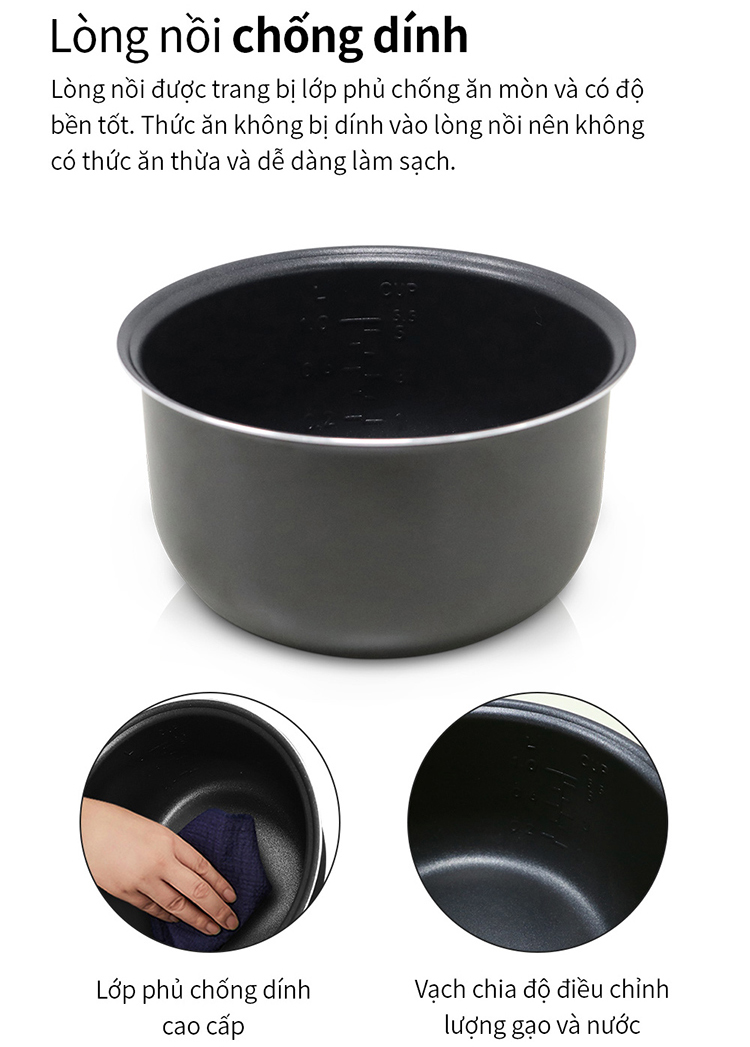 Nồi cơm điện Locknlock EJR346BLK 1.2 Lít - Black - Hàng chính hãng