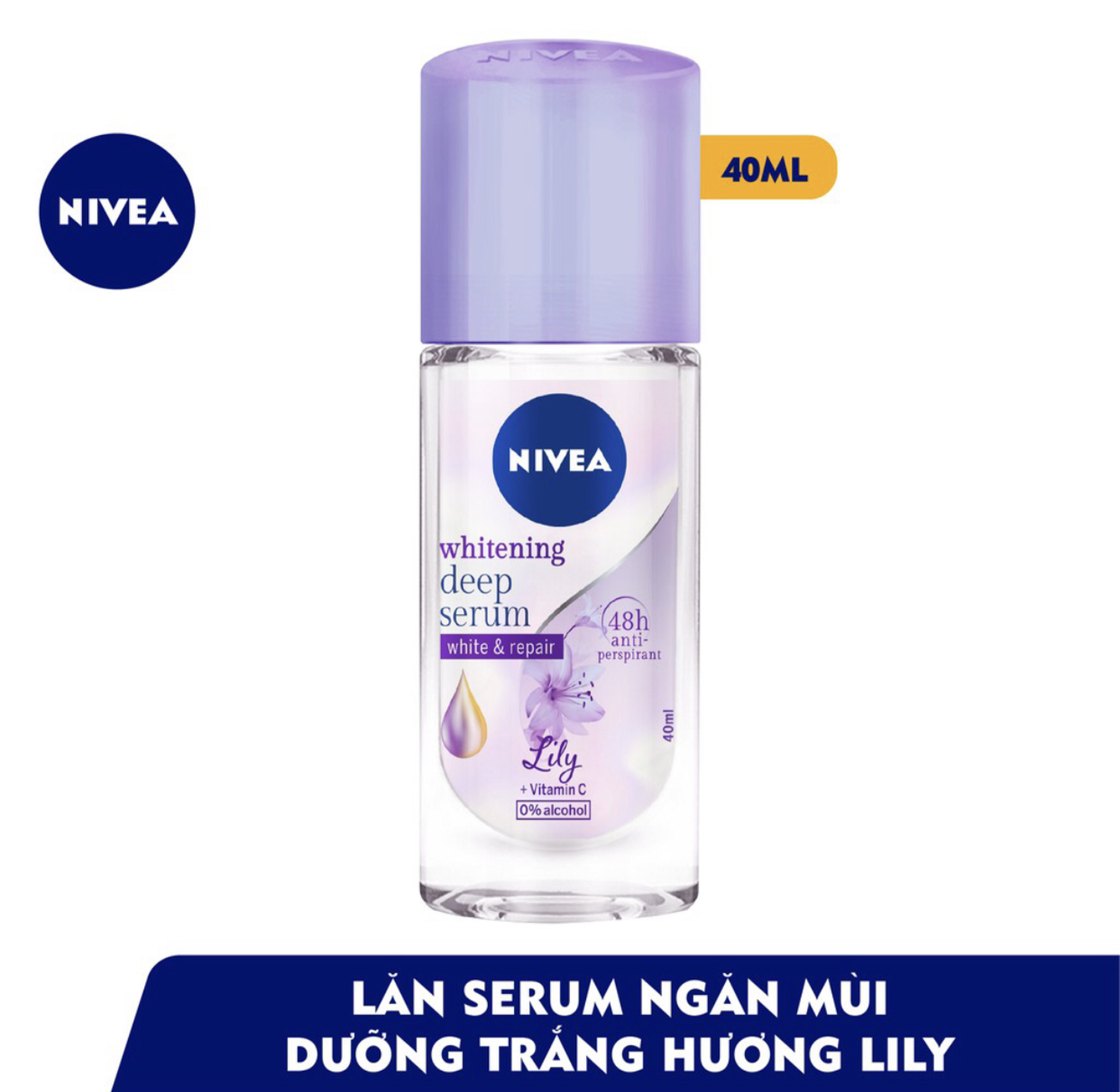 Bộ Đôi Xịt và Lăn Ngăn Mùi Nivea Serum Trắng Mịn Hương Hoa LiLy (150ml+40ml)