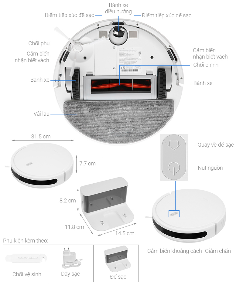 Robot Hút Bụi Lau Nhà Xiaomi Vacuum E10 / S10 / X10 / S10 PLUS EU Bản Quốc Tế - Hàng Chính Hãng FPT