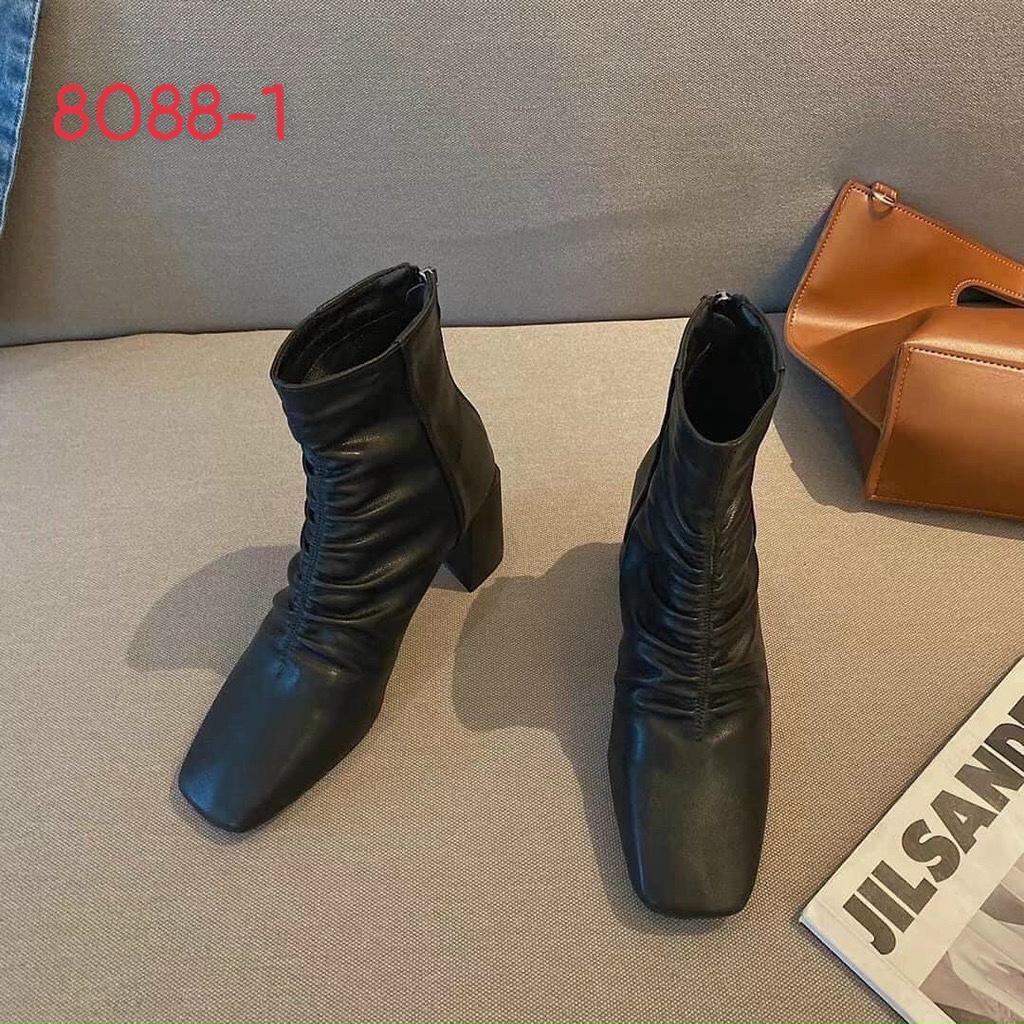 Bốt nữ nhún trước đế vuông lệch cao 7 phân ( mã 806-hộp xanh nhạt