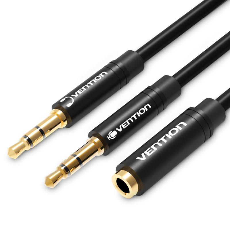 Cáp chuyển đổi 2 đầu Audio 3.5mm ra 3.5mm âm 4 ngấn Vention BBOBY dài 15cm đầu mạ vàng 24k chính hãng