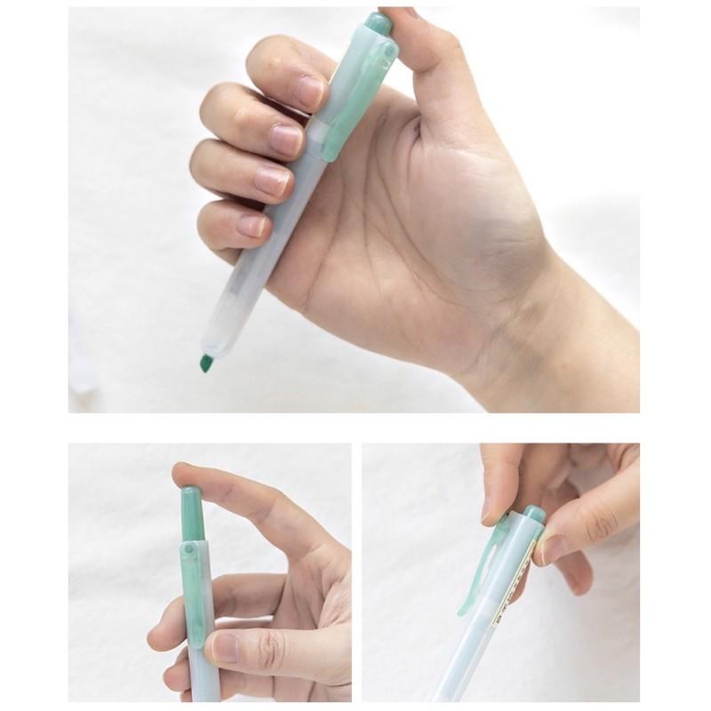 Set 6 Màu Bút Highlight Bấm - Bộ 6 Bút Dạ Quang màu Pastel dạng Bấm