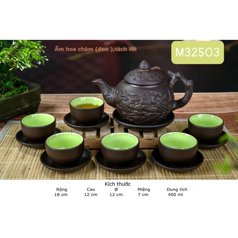 Bộ ấm chén tử sa. Gốm sứ Bát Tràng.