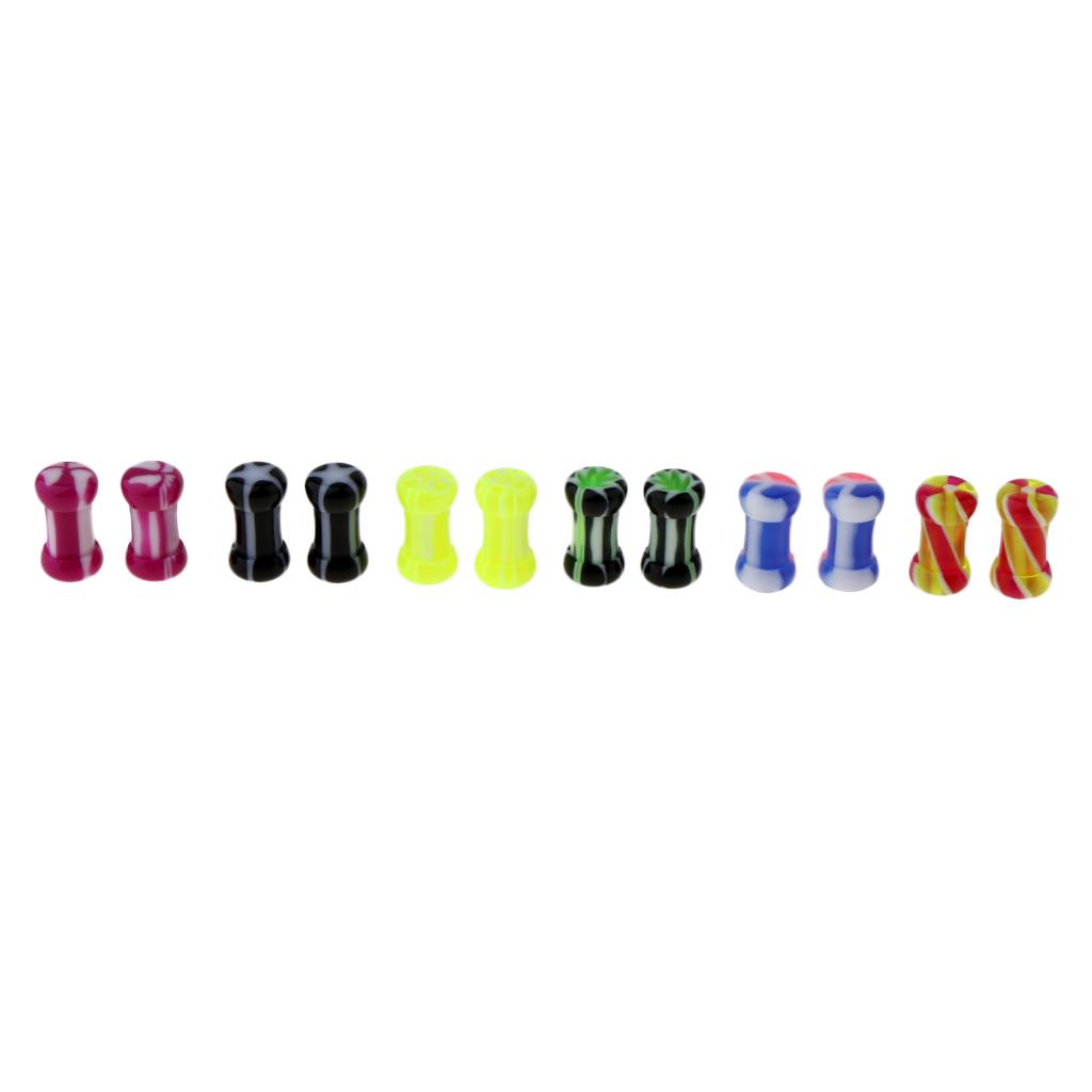 6 Pairs Colorful Acrylic Screw Fit Ear Tunnel Plugs Stretcher Expander