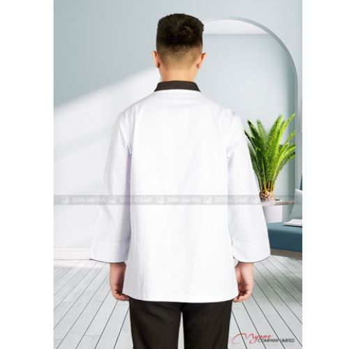 ÁO BẾP TRẰNG PHỐI ĐEN