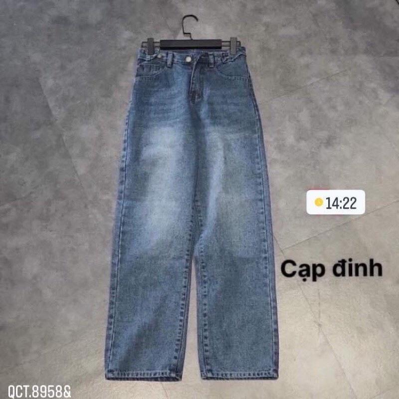 Quần bò ống rộng cạp đinh xanh TC6