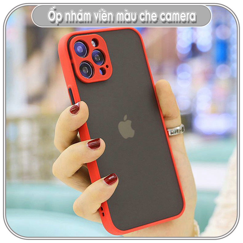 Ốp lưng nhám viền màu cho camera cho iPhone 13-12-11 Pro Max -Xs Max -X-XS-XR-7-8 Plus