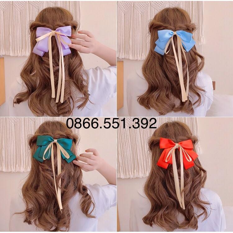 Kẹp Tóc Nơ Lụa Cao Cấp 3 Tầng