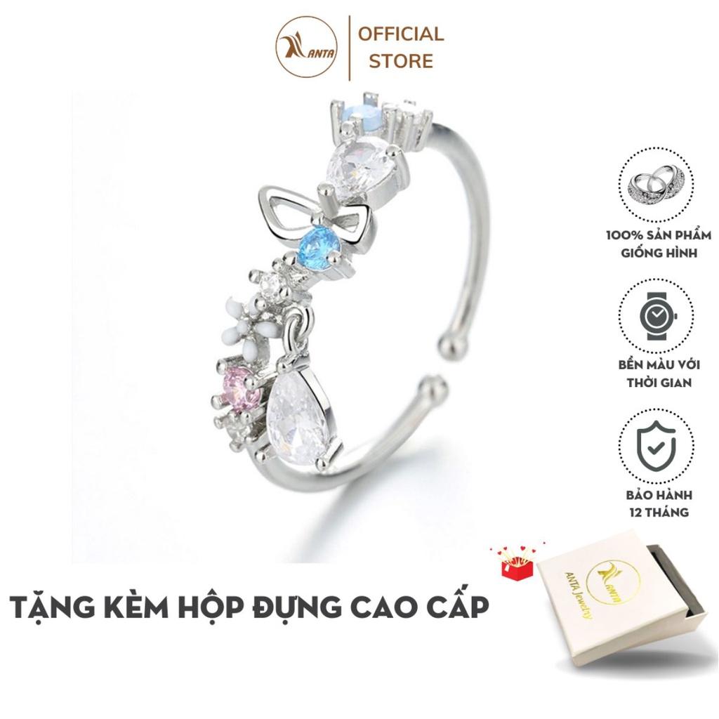 Nhẫn hoa, đính đá pha lê nhân tạo cá tính cho nữ ANTA Jewelry ATJ7034