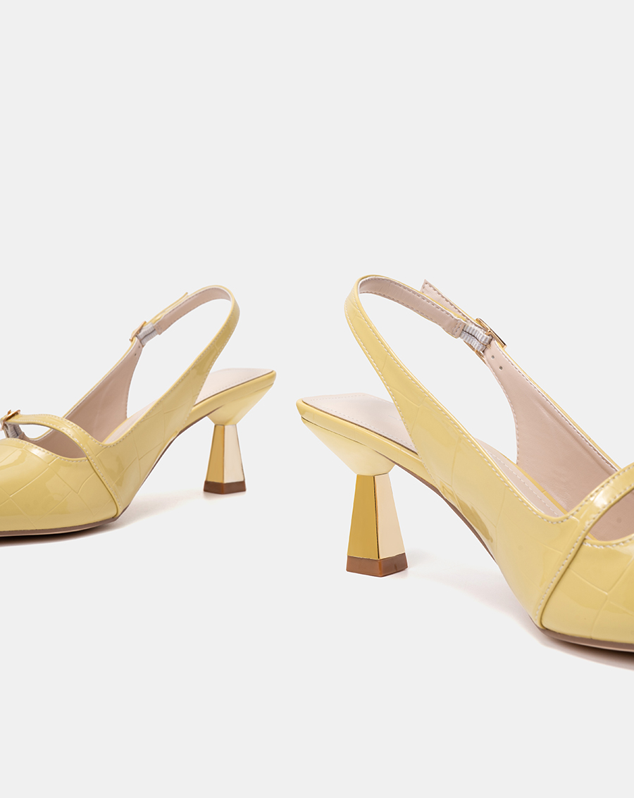 Giày Cao Gót Nữ 7cm Thời Trang JUNO Slingback Mũi Nhọn Quai Ngang Trang Trí CG07132