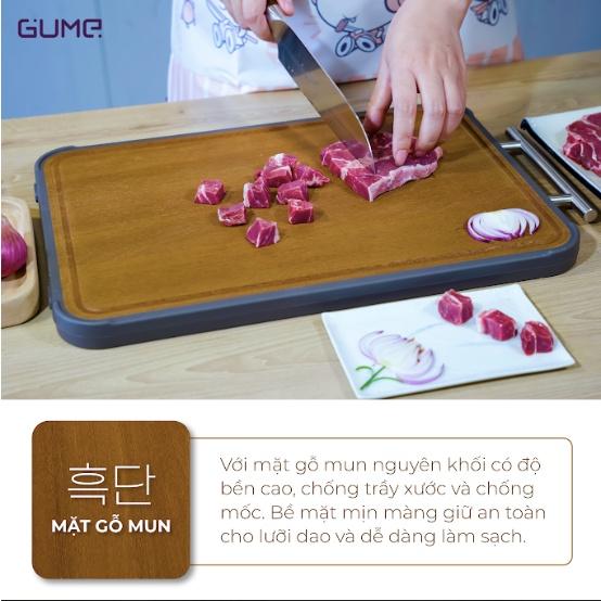 Thớt Kháng Khuẩn Cao Cấp GUME 2 Mặt, Gỗ Mun Kháng Khuẩn, Tay Treo Tiện Dụng, Nhập Hàn