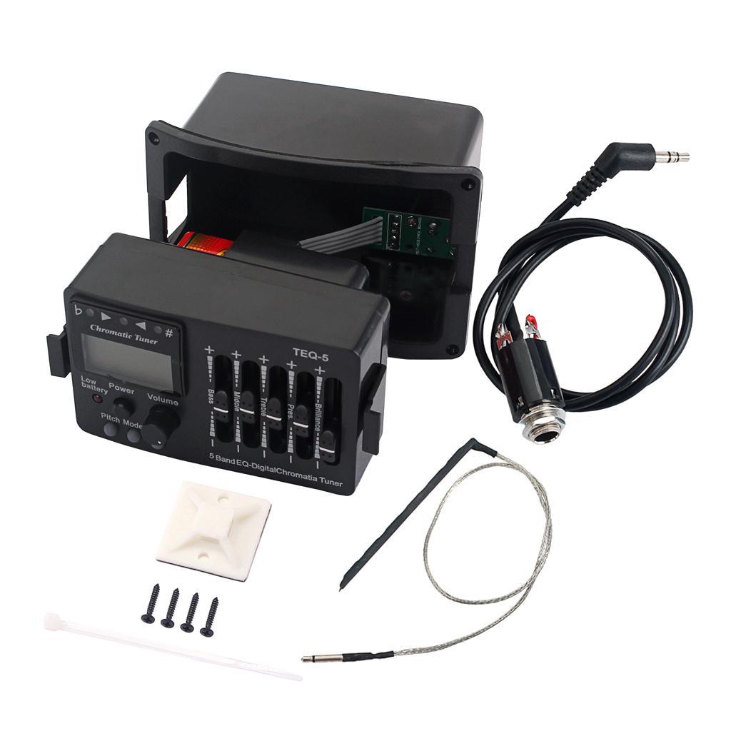 5-Band Acoustic Guitar Preamp EQ Piezo Pickup LCD Tuner for Guitar Parts Accessories