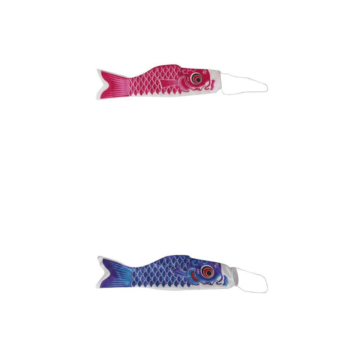 2x Windsock Carp Flag Koi    Wind Streamer Decor Blue 55cm & Pink