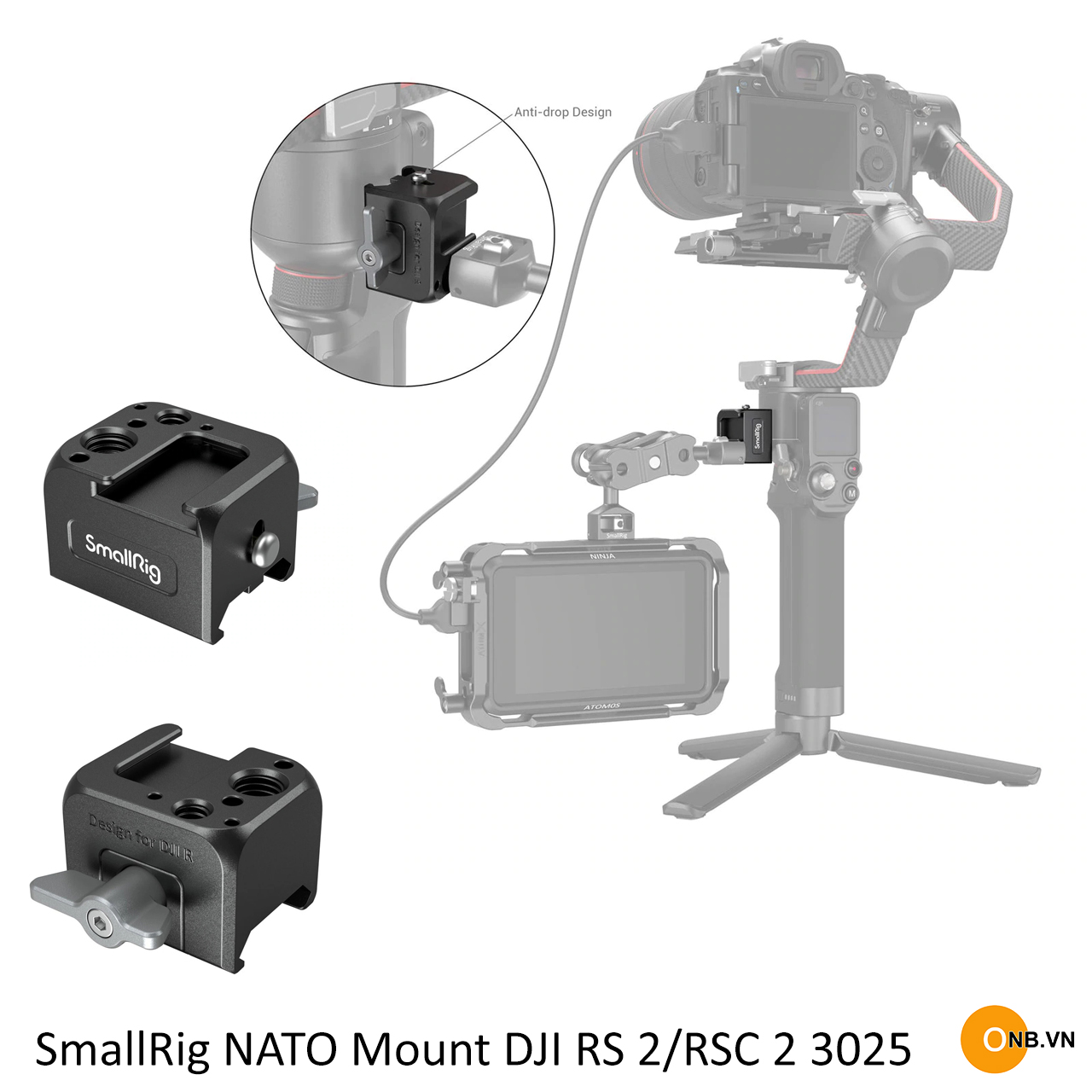 SmallRig NATO Clamp Mount for DJI RS2 - RSC2 3025 - Gắn hông gimbal - Hàng Chính Hãng