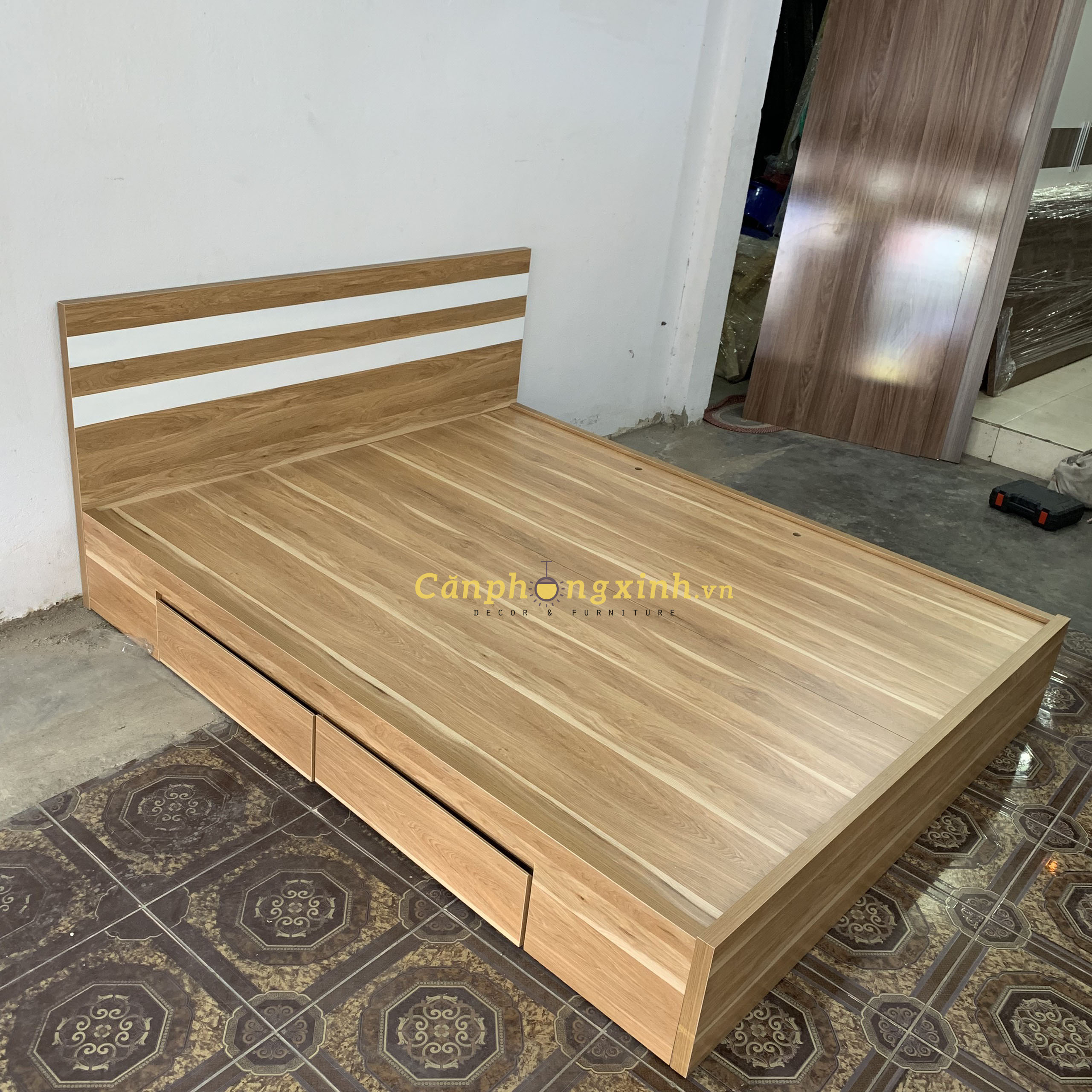 [Freeship HCM] Giường ngủ gỗ cn MDF 2 hộc kéo CPX-G29