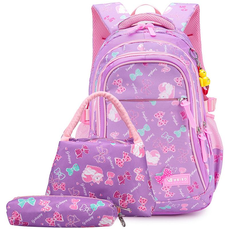 Set 3 Chống Thấm Nước Cho Bé Học Túi Cho Bé Gái In Hình Học Ba Lô Mới Túi Du Lịch Schoolbag Túi Sách Trẻ Em Mochila