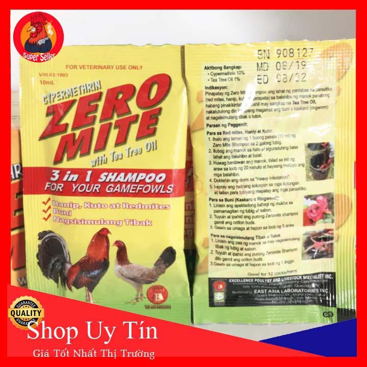 2 Gói Xà Bông Tắm Gà Zero Mite Giúp Lông Bóng Mượt Cho Gà Đá