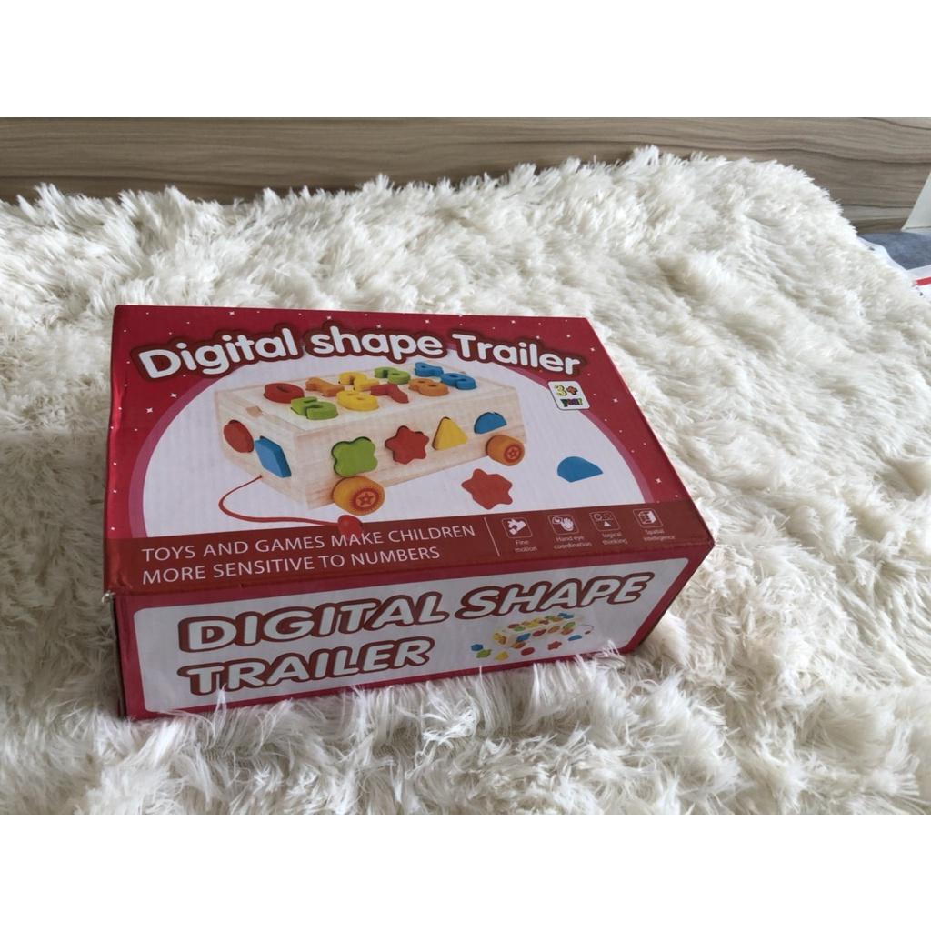 Đồ Chơi Gỗ Xe Thả Hình Khối - Hộp Thả Hình Khối , Thả Số Bằng Gỗ Cho Bé
