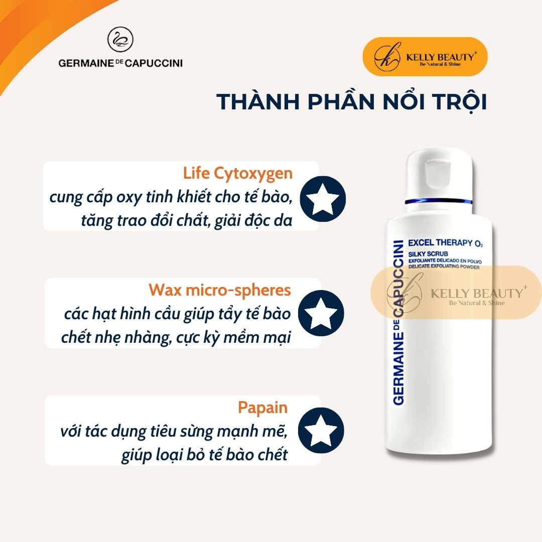 Bột Tẩy Tế Bào Chết Germaine Excel Therapy O2 Silky Scrub Delicate Exfoliating Powder | Kelly Beauty