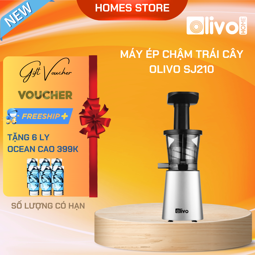 Máy Ép Chậm Olivo SJ210 Vỏ Hợp Kim Thương Hiệu Mỹ Dung Tích 0.35 Lít Công Suất 200 W - Hàng Chính Hãng