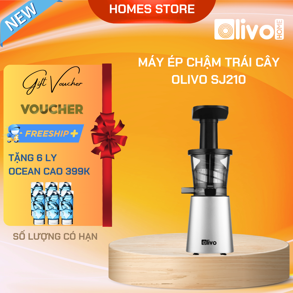 Máy Ép Trái Cây, Máy Ép Chậm OLIVO SJ210 Vỏ Hợp Kim Thương Hiệu Mỹ Dung Tích 0.35 Lít Công Suất 200 W - Hàng Chính Hãng