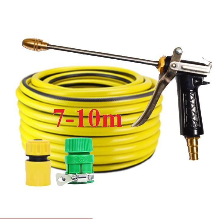 Bộ dây vòi xịt nước rửa xe, tưới cây . tăng áp 3 lần, loại 7m,10m 206318 đầu đồng, cút, nối PE
