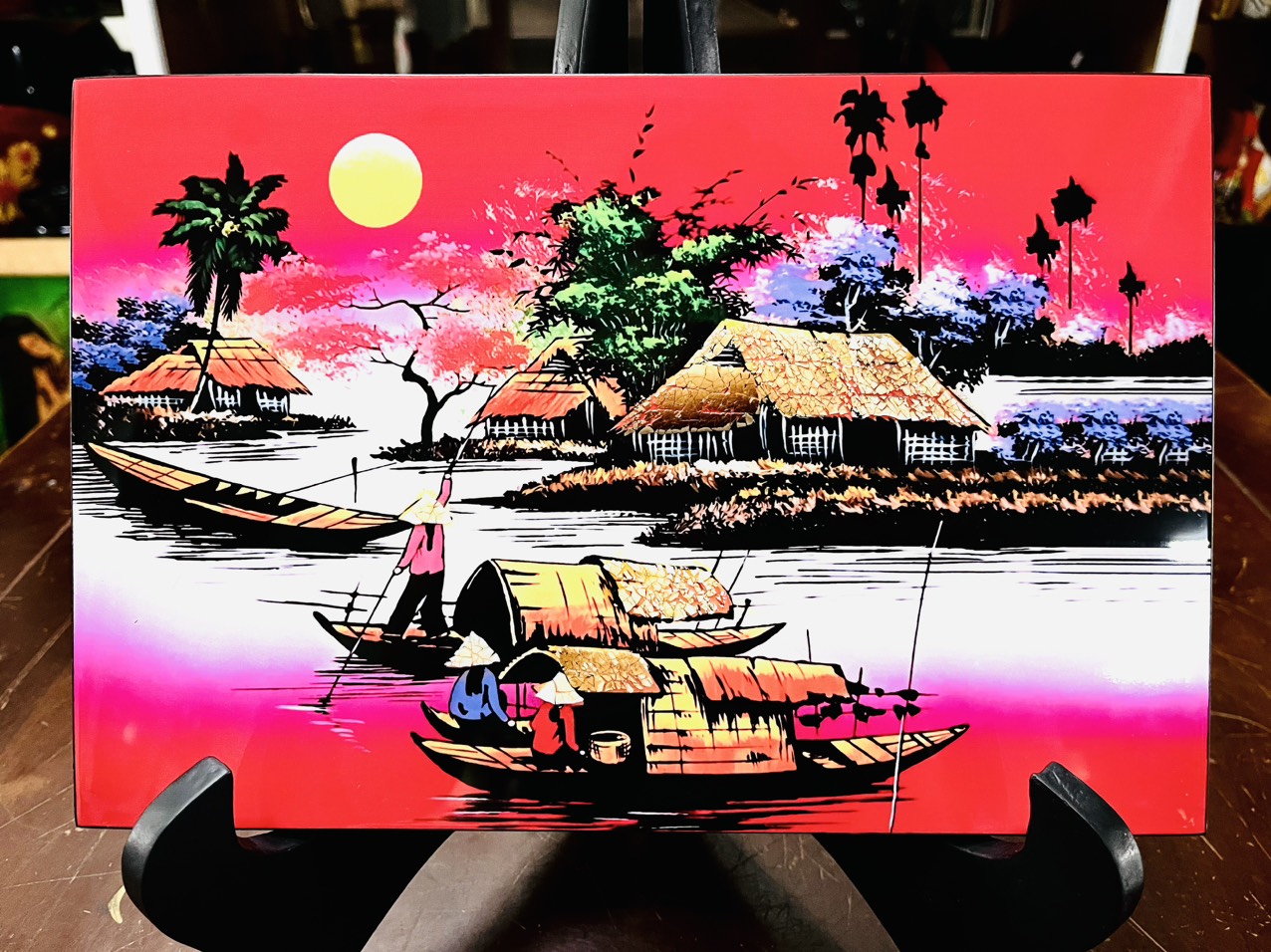 Tranh sơn mài - ĐỒNG QUÊ VIỆT NAM - Hàng xuất khẩu size 20x30 cm