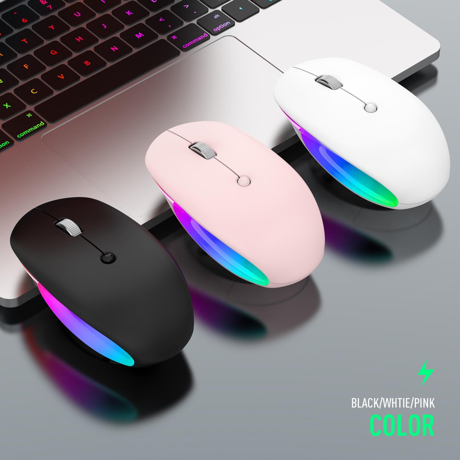 Wireless Bluetooth Mouse BT5.1 2.4GHz LED Lights with USB Receiver for PC Laptop Business