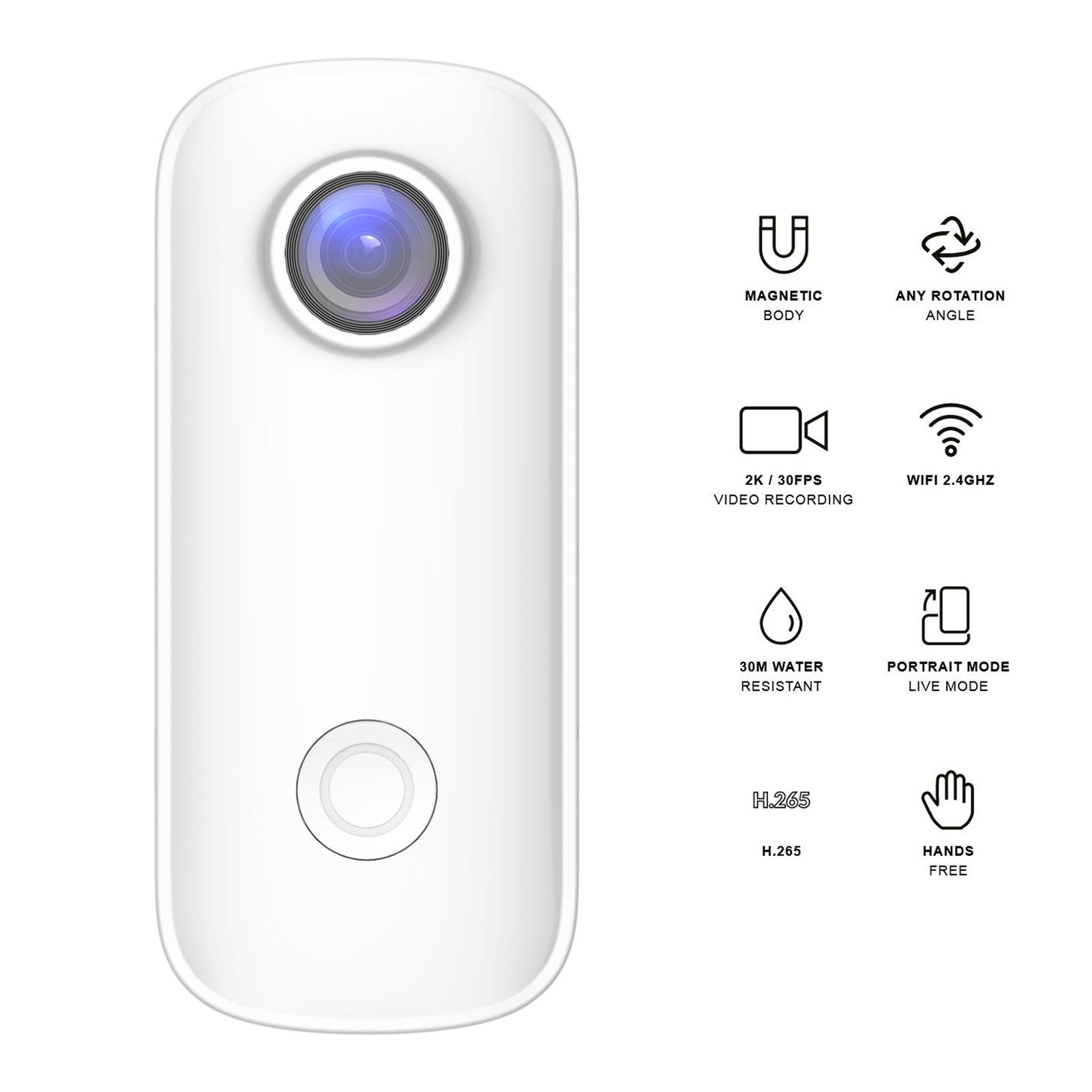 SJCAM C100 Mini Action Camera 2K 30fps Video Máy ảnh kỹ thuật số 30M Kết nối WiFi không thấm nước w/ Vỏ chống nước trở lại clip dây buộc
