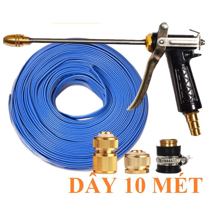 Bộ dây vòi xịt nước rửa xe, tưới cây . tăng áp 3 lần, loại 7m,10m 206318 đầu đồng,cút đồng+ tặng đai