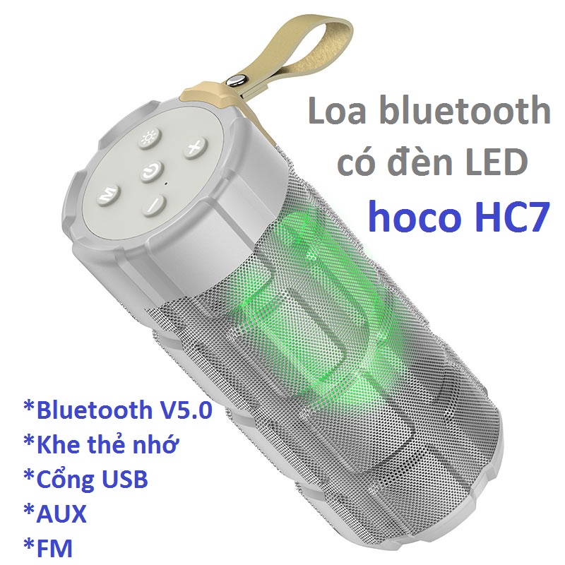 Loa không dây Bluetooth V5.0 hiệu ứng LED đổi màu cho điện thoại laptop hoco HC7 - Hàng chính hãng