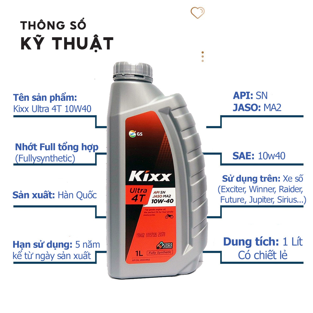 Dầu Nhớt Xe Số KIXX Ultra 4T 10W-40 SN/MA2 1 Lít Hàng Chính Hãng