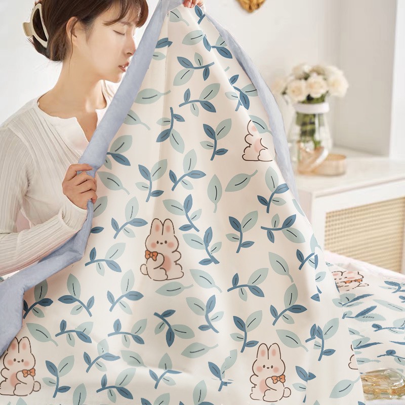 Rèm Vải Khoen Lỗ, Khoen Ri Đô, Rèm Dán THỎ LÁ XANH Vải Dày Khả Năng Chống Nắng Cao