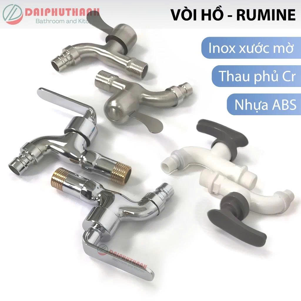 Vòi Hồ Vòi Xả Nước Rumine Gắn Tường - Nhiều mẫu, nhiều chất liệu Inox, thau, nhựa