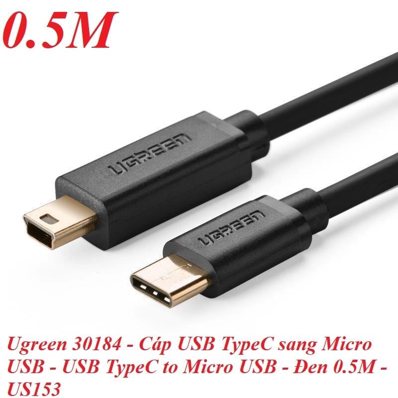 Ugreen UG30184US153TK 0.5M màu Đen Cáp TypeC (3.1) sang Mini USB - HÀNG CHÍNH HÃNG