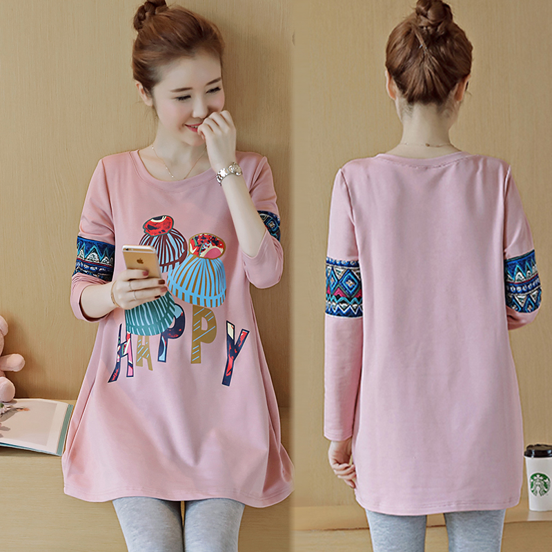Áo bầu thu đông thun cotton họa tiết cute AB1199