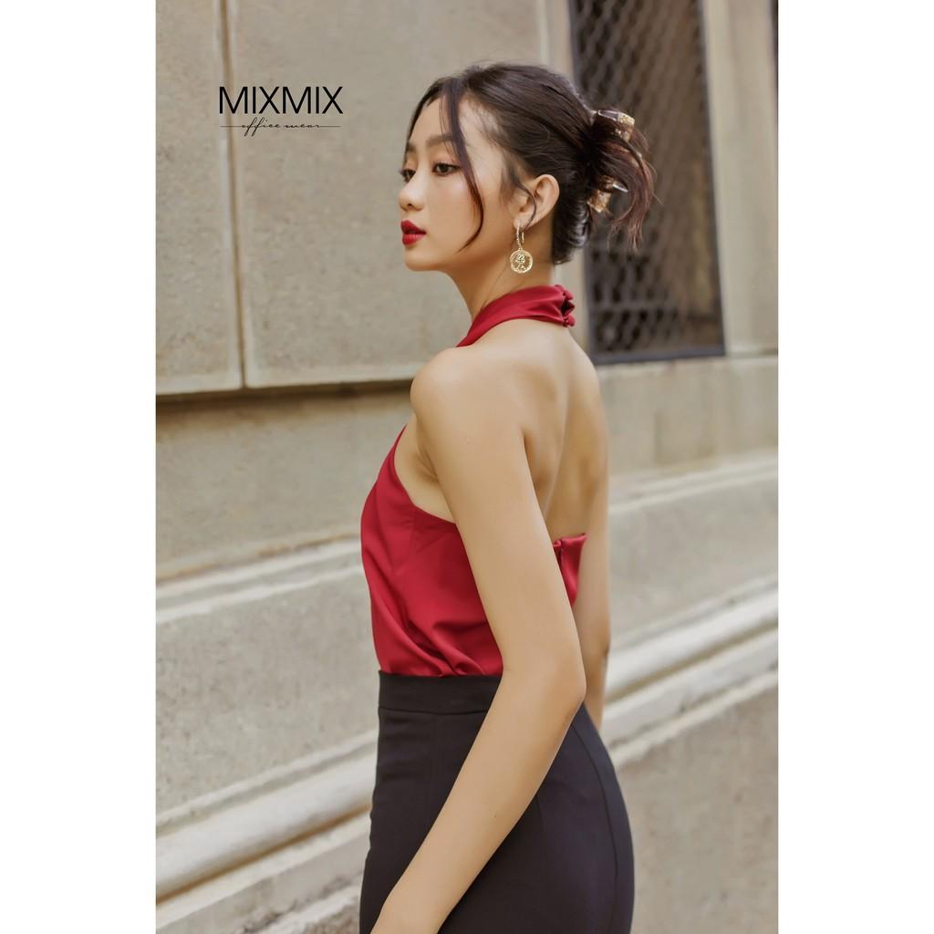 Áo cổ yếm dạo phố cực xinh màu đỏ - MIXMIX - Hàng thiết kế - Shop tự chụp