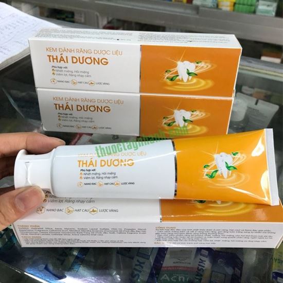 KEM ĐÁNH RĂNG DƯỢC LIỆU THÁI DƯƠNG - TUÝP 100GR, Làm sạch mảng bám &amp; vết ố vàng trên răng, giữ răng luôn trắng sáng tự nhiên, ngăn ngừa tụt lợi; chảy máu chân răng, cho răng chắc khỏe, hàng chính hãng, tặng kèm bọt biển rửa mặt