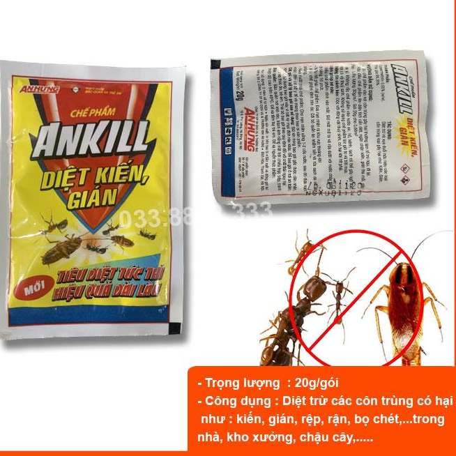 50 gói thuốc diệt kiến AnKill , thuốc diệt gián sinh học dạng gói hiệu quả ngay khi sử dụng.
