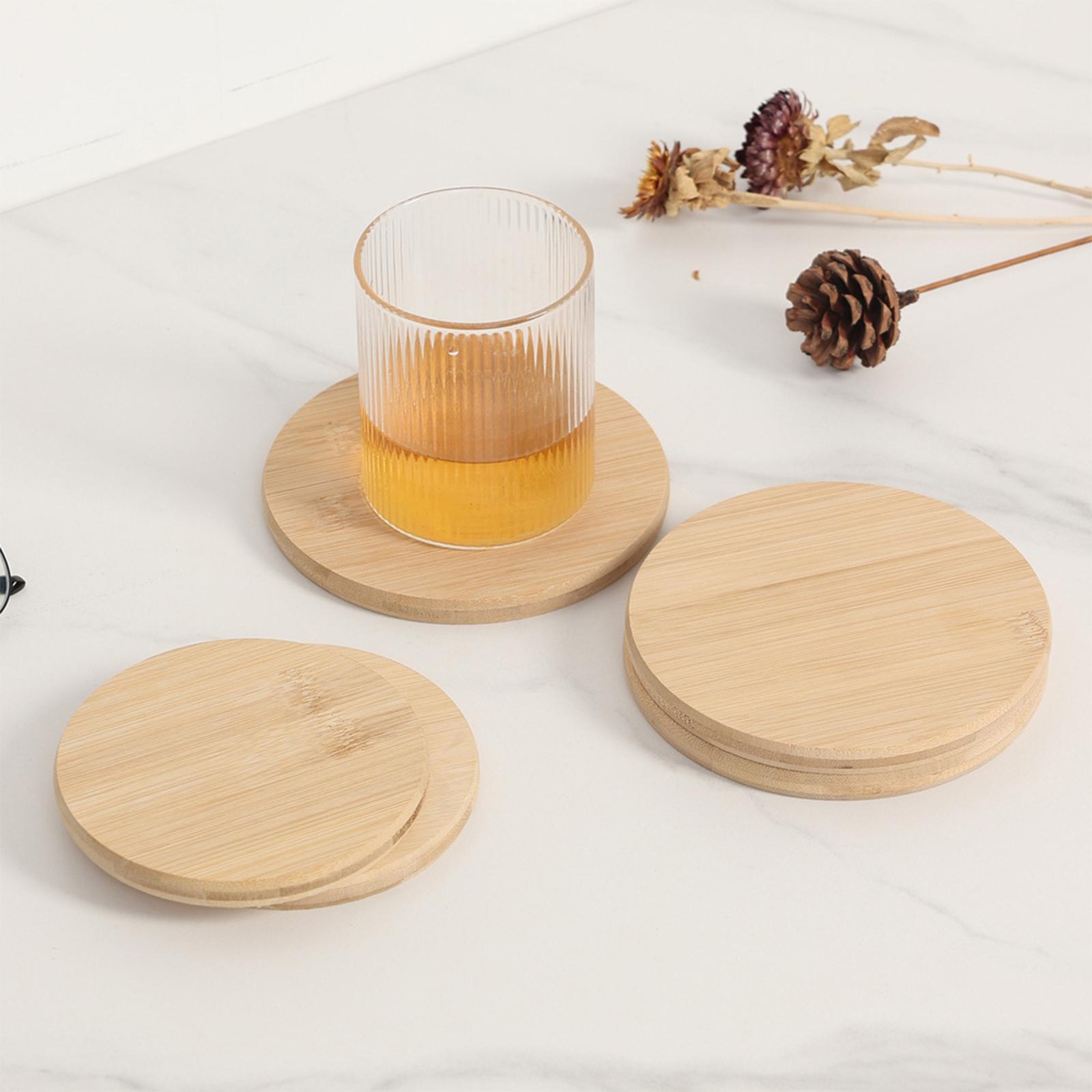 5Pcs Wood Round Coasters Place Mats Coffee Coaster Beverage Decor L