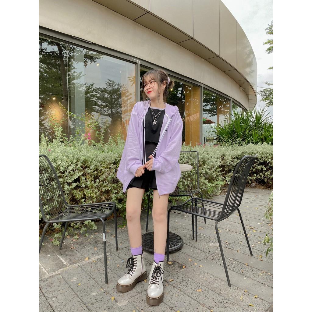 Áo khoác hoodie zip unisex HOMIES dây rút liền mũ có túi