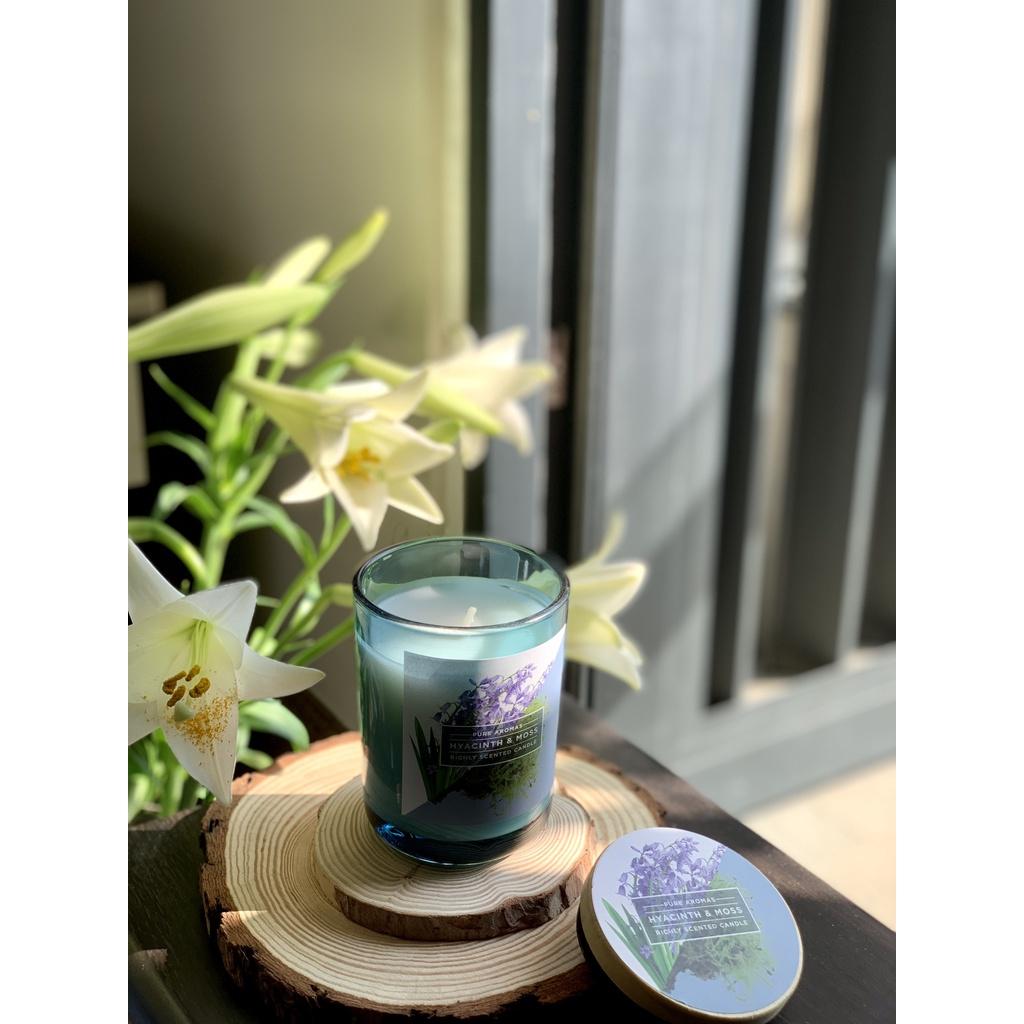 Nến thơm tự nhiên Hyacinth & moss, hương hoa lục bình, tông mát, nguyên liệu nhập khẩu, 210grams,1 bấc sợi