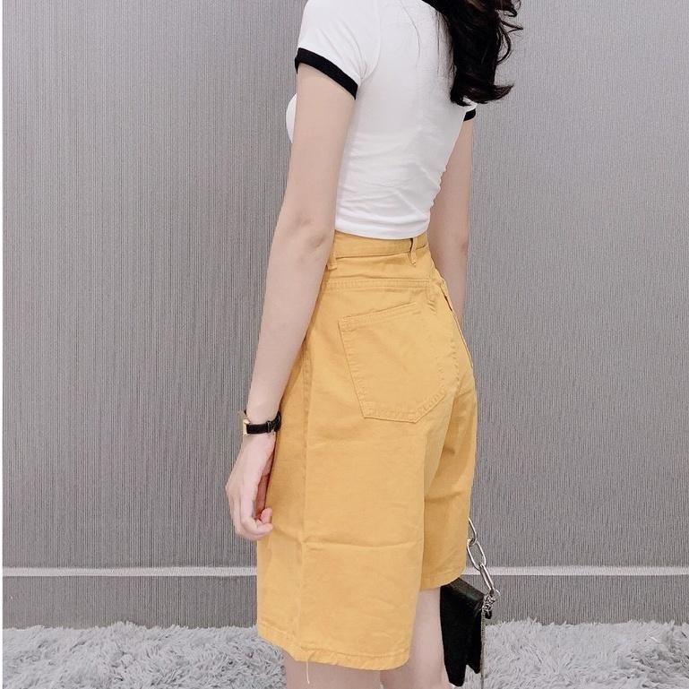 Quần Short Kaki Lửng Ulzzang, Ống rộng lưng cao Dáng Hàn Quốc SKA01 (KKN)