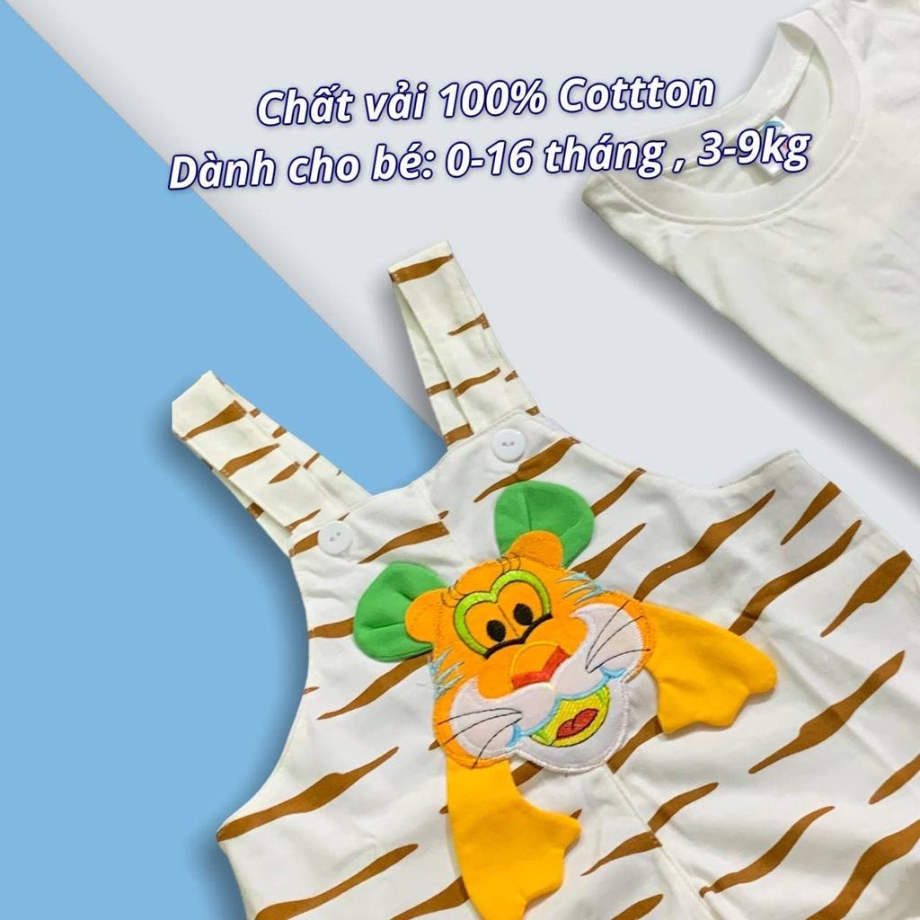 Set áo yếm trẻ em sơ sinh thêu hình con hổ - trắng - dành cho trẻ 3 - 9kg