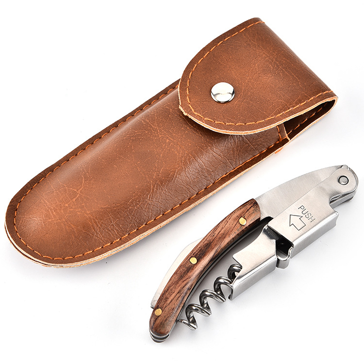 Dụng cụ khui rượu inox cán gỗ cao cấp