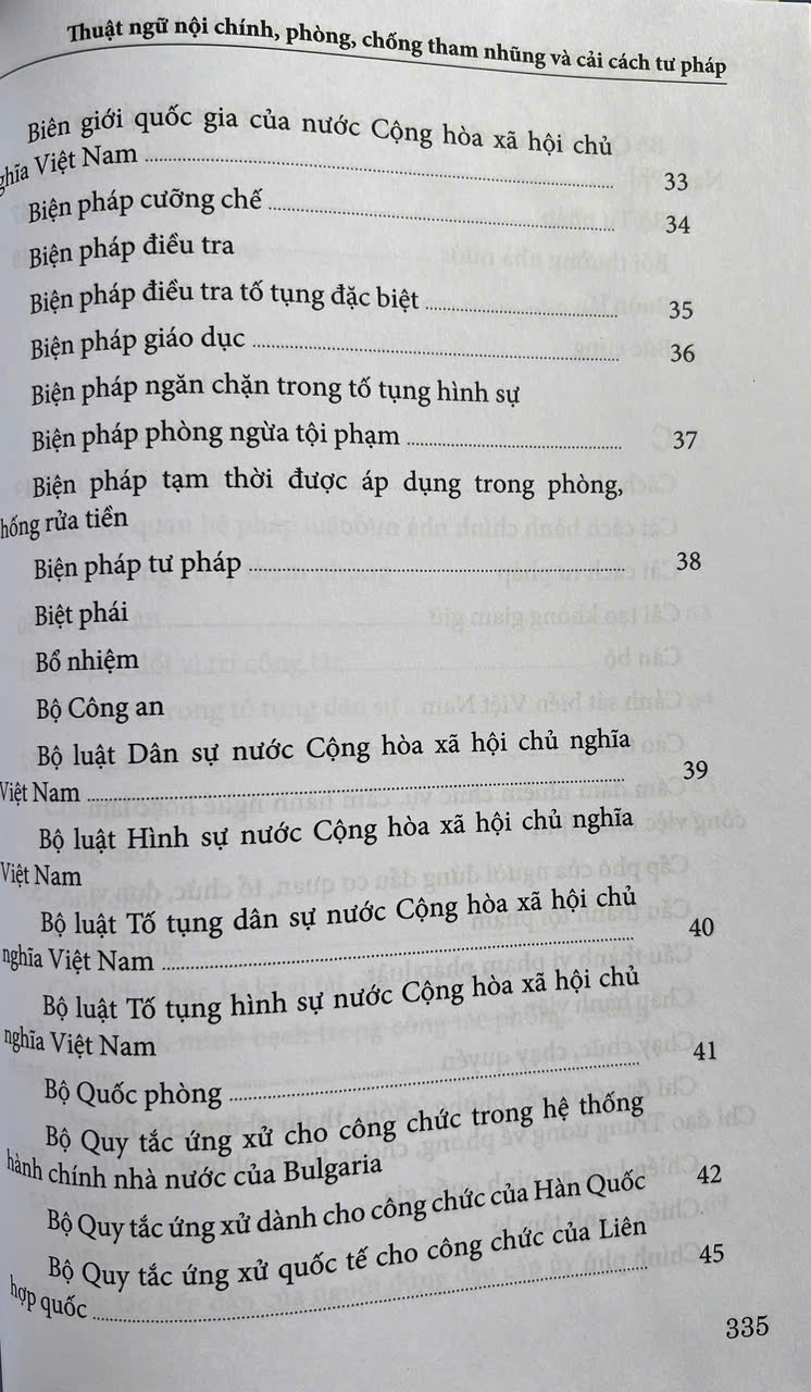 Thuật Ngữ Nội Chính Phòng, Chống Tham Nhũng Và Cải Cách Tư Pháp